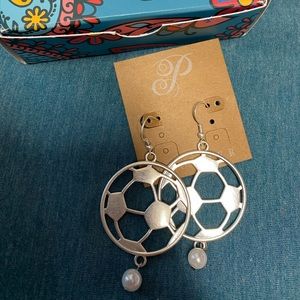 Plunder soccer earrings with Pearl accent